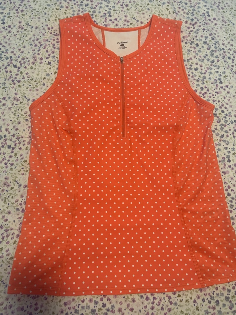 shebeest Coral Polka Dot Zip Jersey